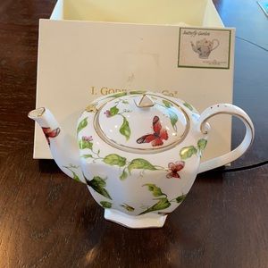 Godinger & Co butterfly design garden teapot new